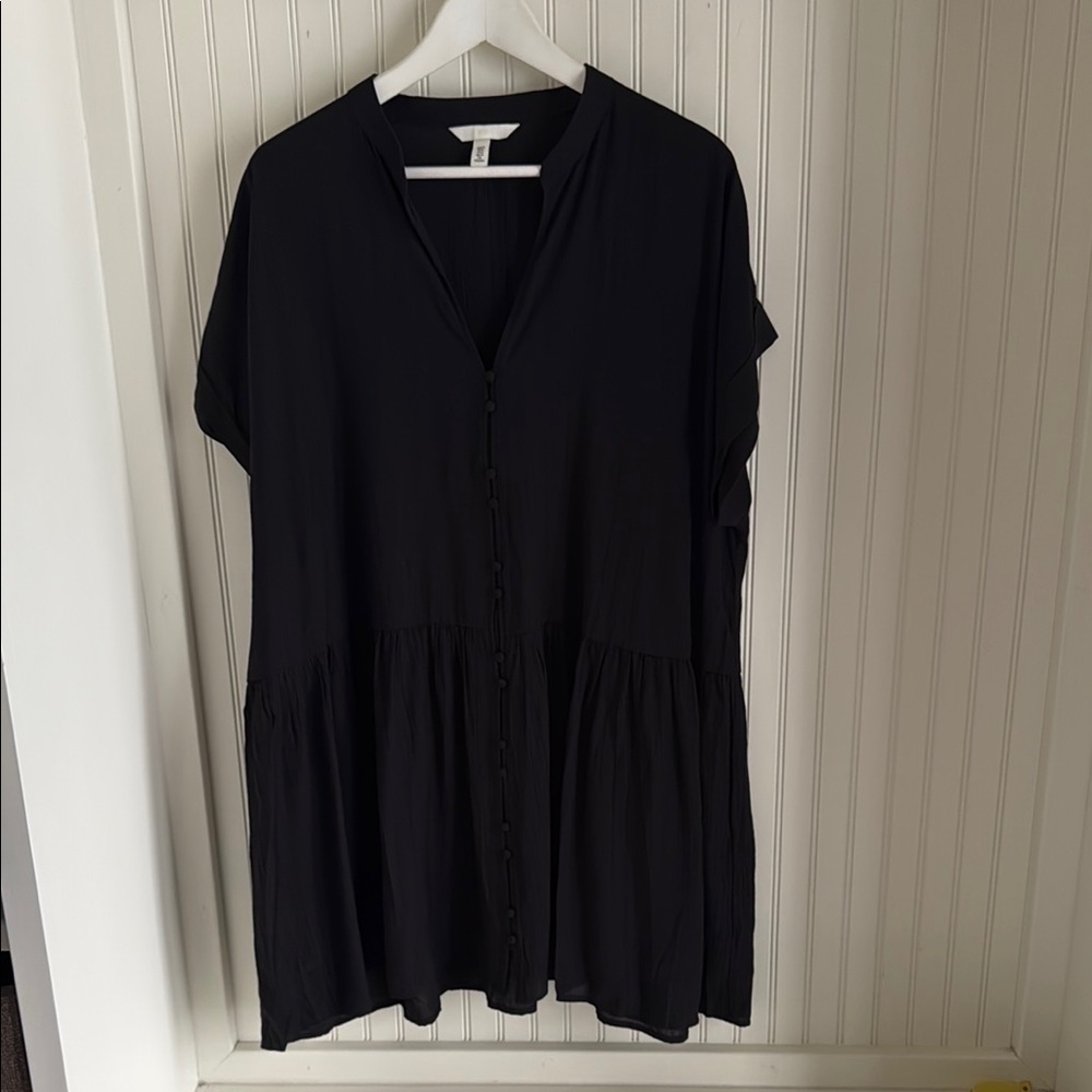 H&M Black Crinkled Tunic Dress - Picture 3 of 9